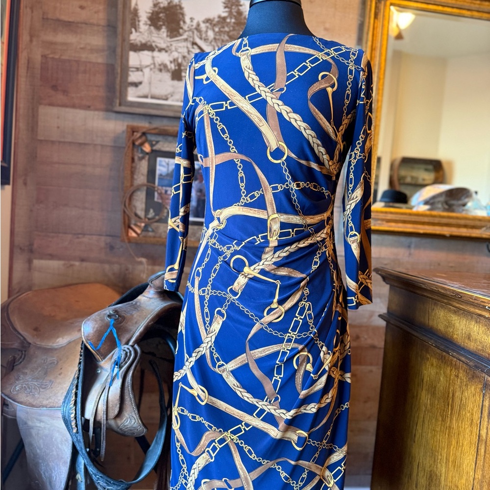 Royal Blue Western Dress with 3/4 Sleeves for Casual Wear